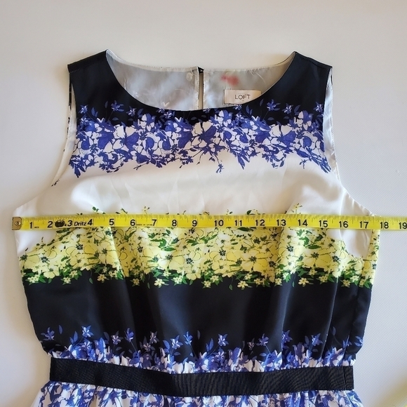 2099 * Ann Taylor Loft Spring Midi Dress White Navy Blue Size S - Picture 5 of 8